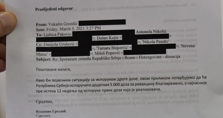 Stiglo pismo iz Srbije: Garantuju da će se poslati i cjepiva za revakcinaciju