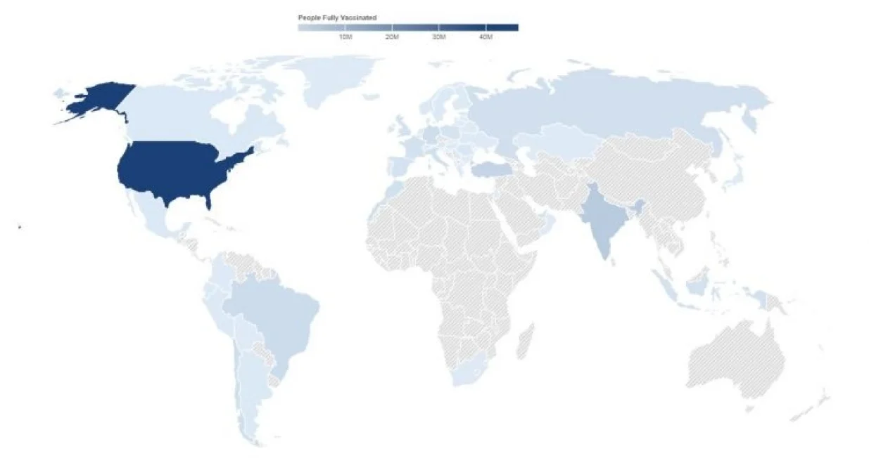 Mapa koju je objavio Univerzitet John Hopkins/