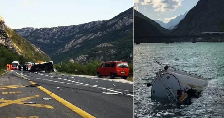 Nakon stravičnog sudara, cisterna je sletjela u jezero/