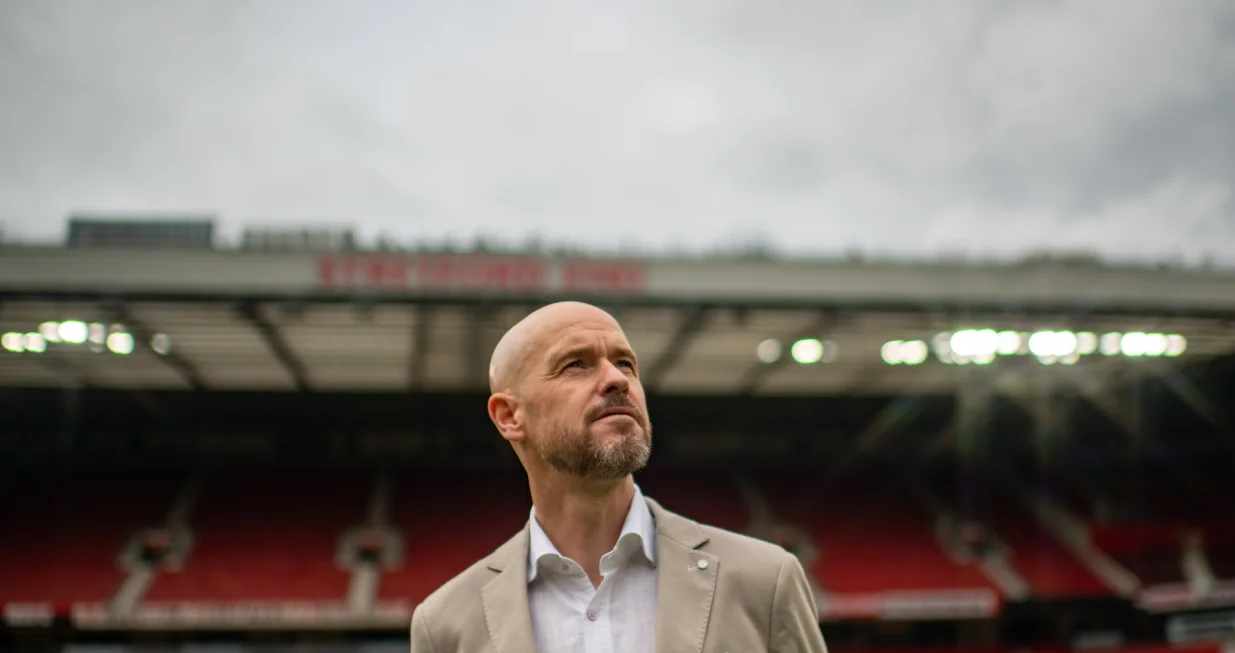 epa09969735 A handout photo made available by English Premier League club Manchester United of the new Manchester United manager, Erik ten Hag, during a press conference at Old Trafford, Manchester, Britain, 23 May 2022. The new manager stated that he was confident that United could end City's dominance. EPA/MANCHESTER UNITED/HO **MANDATORY CREDIT** HANDOUT EDITORIAL USE ONLY/NO SALES