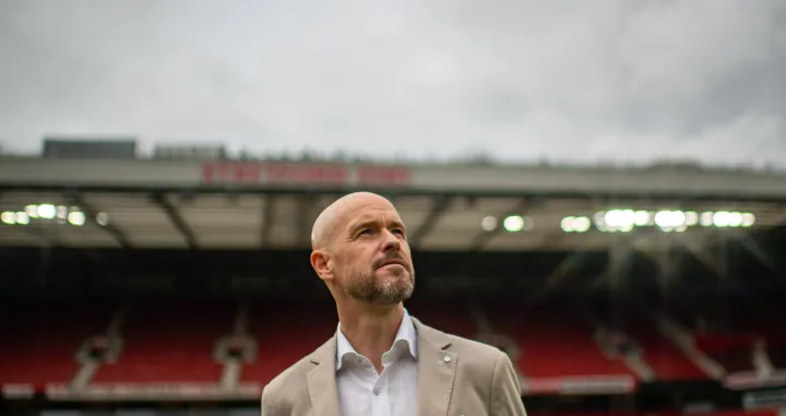 epa09969735 A handout photo made available by English Premier League club Manchester United of the new Manchester United manager, Erik ten Hag, during a press conference at Old Trafford, Manchester, Britain, 23 May 2022. The new manager stated that he was confident that United could end City's dominance. EPA/MANCHESTER UNITED/HO **MANDATORY CREDIT** HANDOUT EDITORIAL USE ONLY/NO SALES