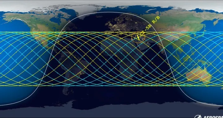 Žute i plave linije na karti pokazuju područje potencijalnog ulaska u atmosferu, a žuta ikona gdje će se nalaziti raketni potisnik sredinom ulaska/Twitter/