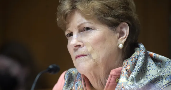 epa09975559 Sen. Jeanne Shaheen, D-NH, looks on during a Senate Appropriations Subcommittee hearing with Director of the Federal Bureau of Investigation Christopher Wray on the fiscal year 2023 budget for the FBI at the US Capitol in Washington, DC, USA, 25 May 2022. EPA/BONNIE CASH/POOL/Bonnie Cash/Pool