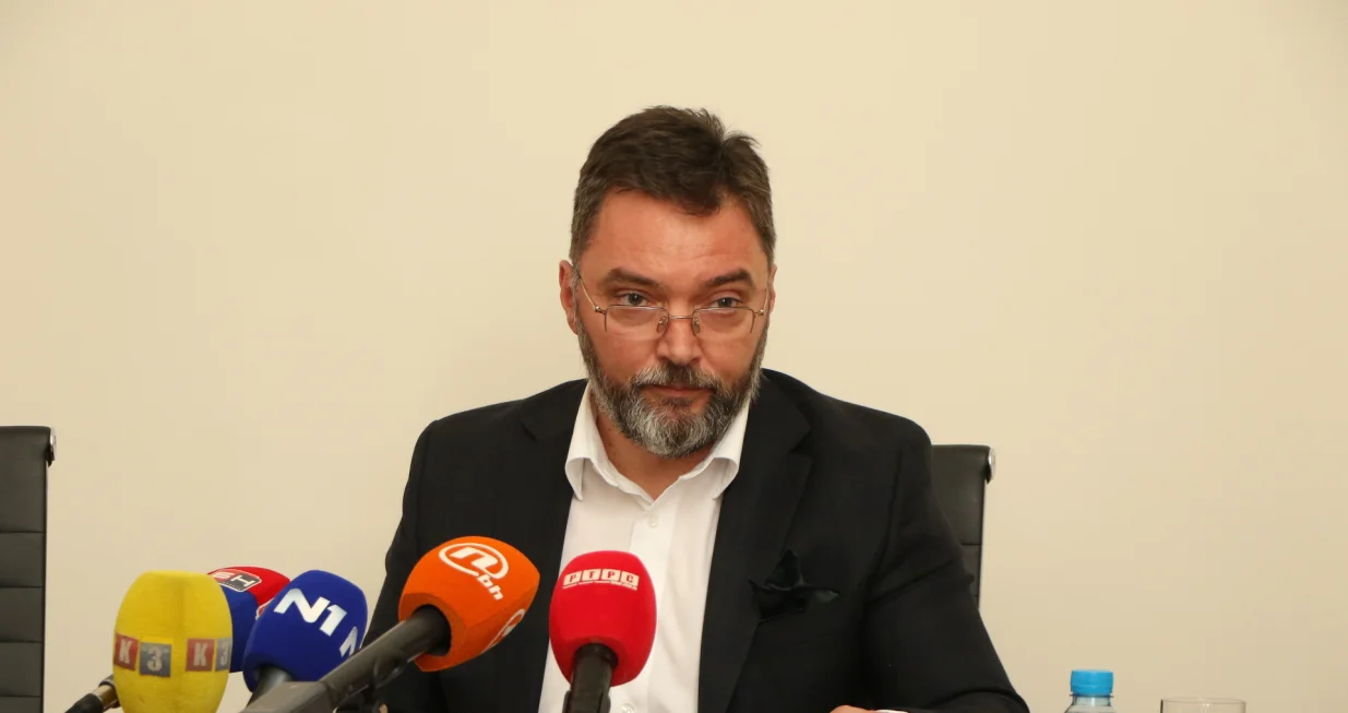 Konferencija za novinare ministra vanjske trgovine i ekonomskih odnosa BiH Sta&scaron;e Ko&scaron;arca o problemima s kojima se suočavaju izvoznici poljoprivrednih proizvoda/Senad Gubelić