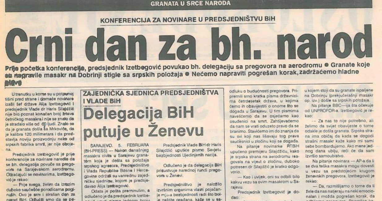 Oslobođenje 1994. o granatiranju pijace Markale/Arhiva