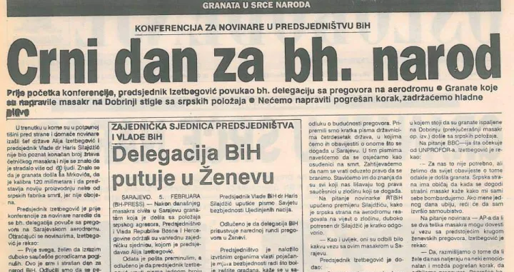Oslobođenje 1994. o granatiranju pijace Markale/Arhiva