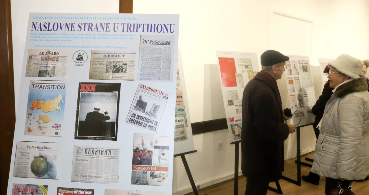Naslovne strane u Triptihonu. Posebno predstavljanje Oslobođenja.sarajevski publicista Slobodan Stajić/Didier Torche 