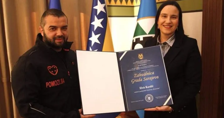 Osnivač Udruženja Pomozi.ba dobio Zahvalnicu Grada Sarajeva/