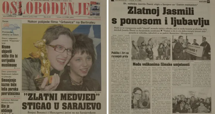 Stranice Oslobođenja o uspjehu Jasmile/ Arhiv/