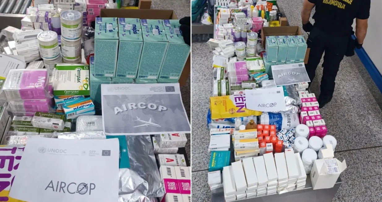 Oduzeta roba na Međunarodnom aerodromu Sarajevo, oduzeti lijekovi, suplementi, kreme za sunčanje.../Uio Bih