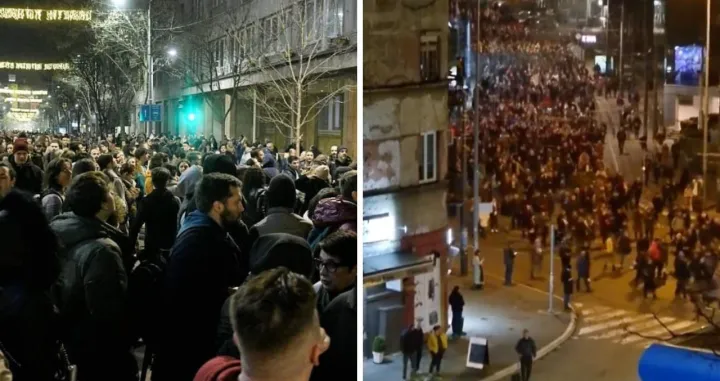 Osmi dan protesta u Beogradu/ Twitter/