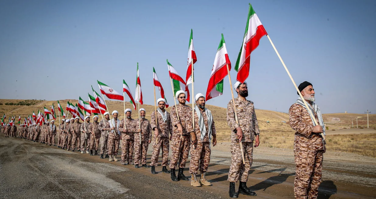 epa10251587 A handout picture made available by the Iranian revolutionary guard corps (IRGC) office, shows Iranian cleric soldiers during the IRGC ground forces military drill in the Aras area, eastern Azerbaijan province, Iran, 17 October 2022 (Issued 18 October 2022). The Iranian IRGC started military drills from 17 October in Aras, which is located between Iran, Azerbaijan and Armenia borders following the recent tension between Azerbaijan and Armenia. EPA/HO EDITORIAL USE ONLY. NO SALES HANDOUT EDITORIAL USE ONLY/NO SALES/Ho