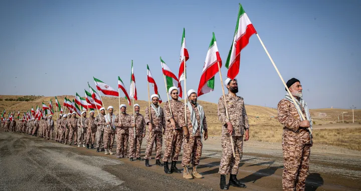 epa10251587 A handout picture made available by the Iranian revolutionary guard corps (IRGC) office, shows Iranian cleric soldiers during the IRGC ground forces military drill in the Aras area, eastern Azerbaijan province, Iran, 17 October 2022 (Issued 18 October 2022). The Iranian IRGC started military drills from 17 October in Aras, which is located between Iran, Azerbaijan and Armenia borders following the recent tension between Azerbaijan and Armenia. EPA/HO EDITORIAL USE ONLY. NO SALES HANDOUT EDITORIAL USE ONLY/NO SALES/Ho