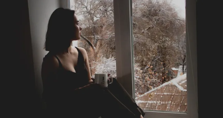 djevojka, žena, prozor, pogled u daljinu, zamišljenost, tuga, čaj, snijeg/Pixabay