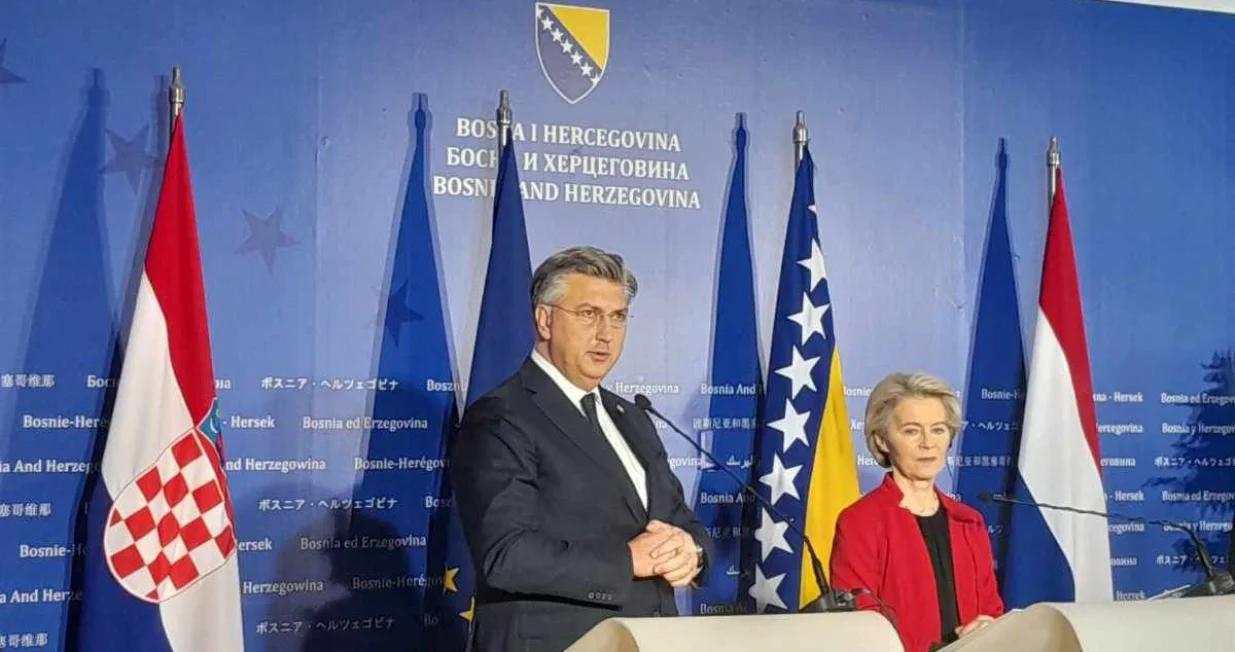 Andrej Plenković i Ursula von der Leyen na press konferenciji/Ajla Kanlić/