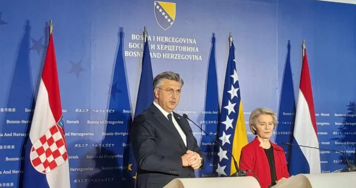 Andrej Plenković i Ursula von der Leyen na press konferenciji/Ajla Kanlić/
