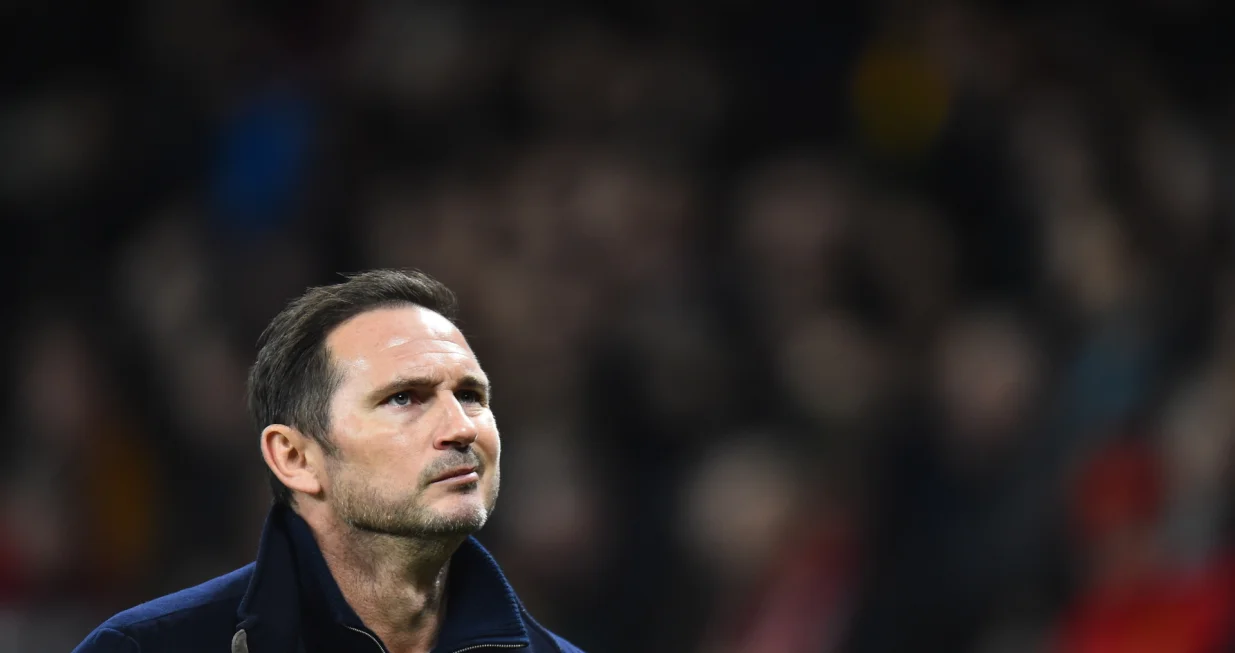 epa10393124 Everton manager Frank Lampard reacts after half-time during the FA Cup third round match between Manchester United and Everton in Manchester, Britain, 06 January 2023. EPA/Peter Powell EDITORIAL USE ONLY. No use with unauthorized audio, video, data, fixture lists, club/league logos or 'live' services. Online in-match use limited to 120 images, no video emulation. No use in betting, games or single club/league/player publications