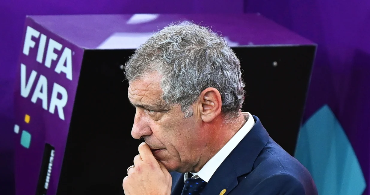 epa10359147 Portugal's head coach Fernando Santos reacts prior to the FIFA World Cup 2022 quarter final soccer match between Morocco and Portugal at Al Thumama Stadium in Doha, Qatar, 10 December 2022. EPA/Georgi Licovski