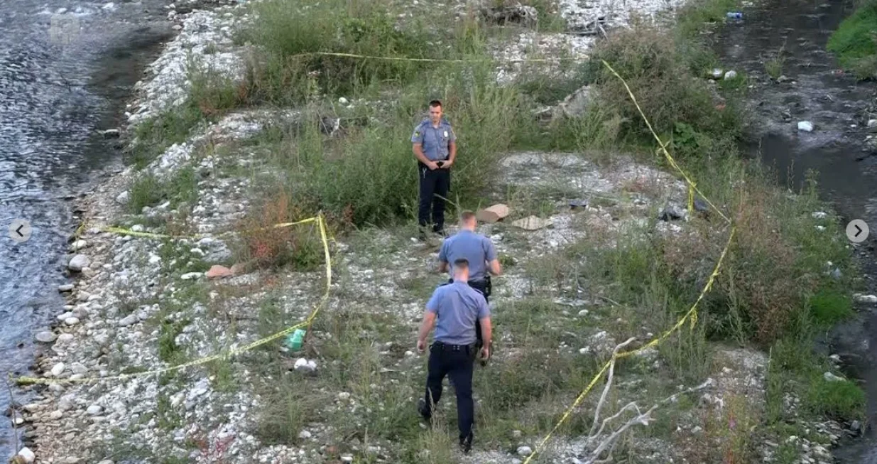 Uviđaj u Bugojnu, na obali Vrbasa gdje je pronađeno tijelo bebe/Ftv
