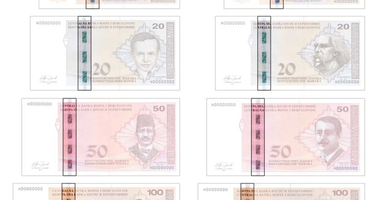 Mikrooptička za&scaron;titna nit - novčanice koje ostaju/