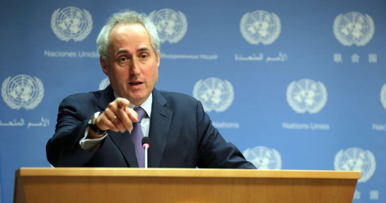 New York - OCTOBER 17, 2016 - Stephane Dujarric, Spokesperson for the Secretary-General, conducts the daily noon briefing for journalists at UN headquarters. (Photo by: Luiz C. Ribeiro/Europa Newswire)/Luiz C. Ribeiro