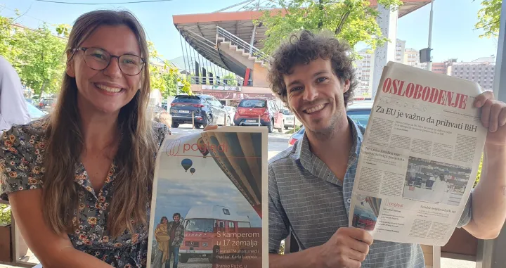 Dante i Pieter-Paul sa tekstom iz Oslobodenja iz februara/Mirza Dajić