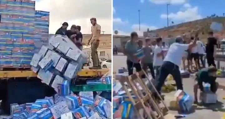 Ilegalni jevrejski doseljenici na Zapadnoj obali presreli konvoj kamiona i uništavali humanitarnu pomoć za Palestince u Gazi/X/screenshot