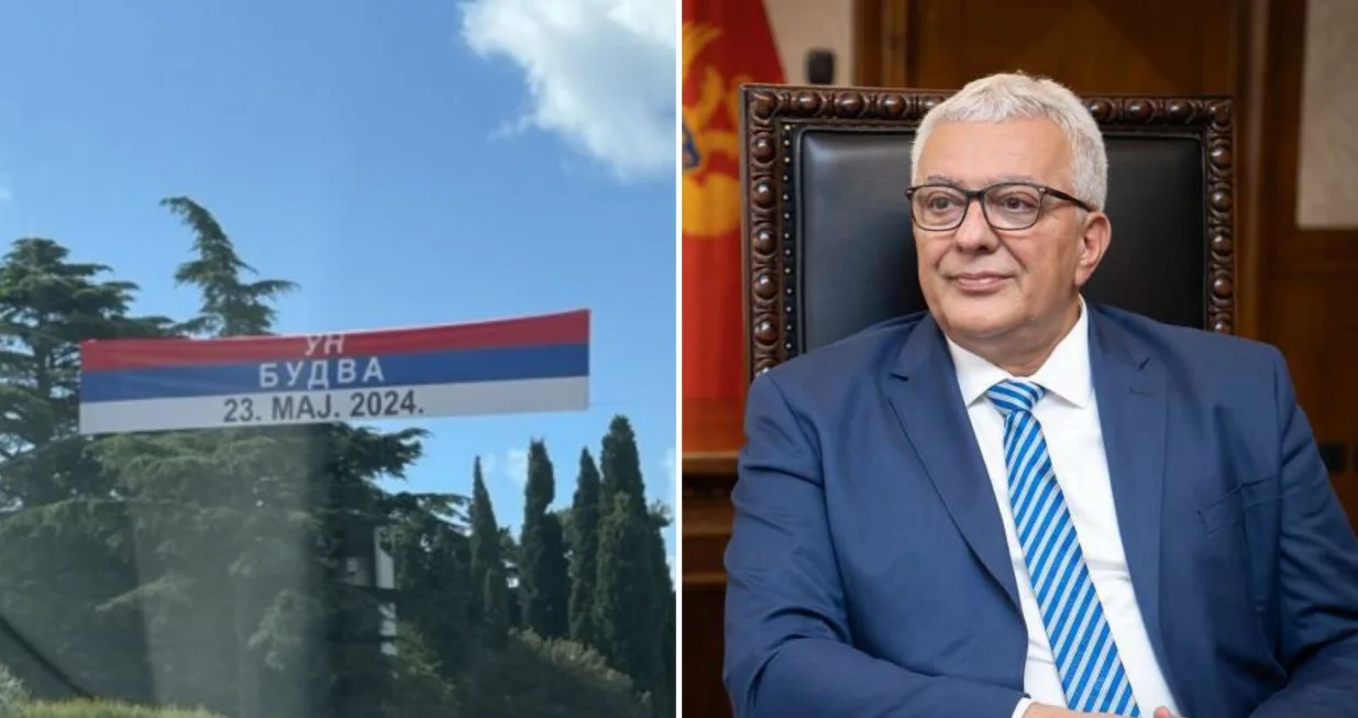 Budva, osvanula trobojka (UN Budva 23. maj 2024), Andrija Mandić/Cdm