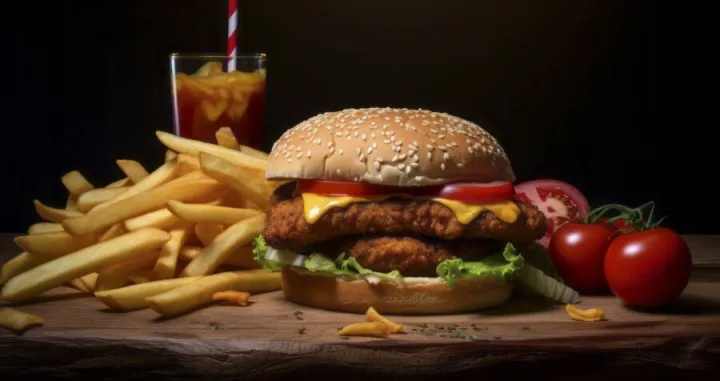 hamburger i pomfrit/