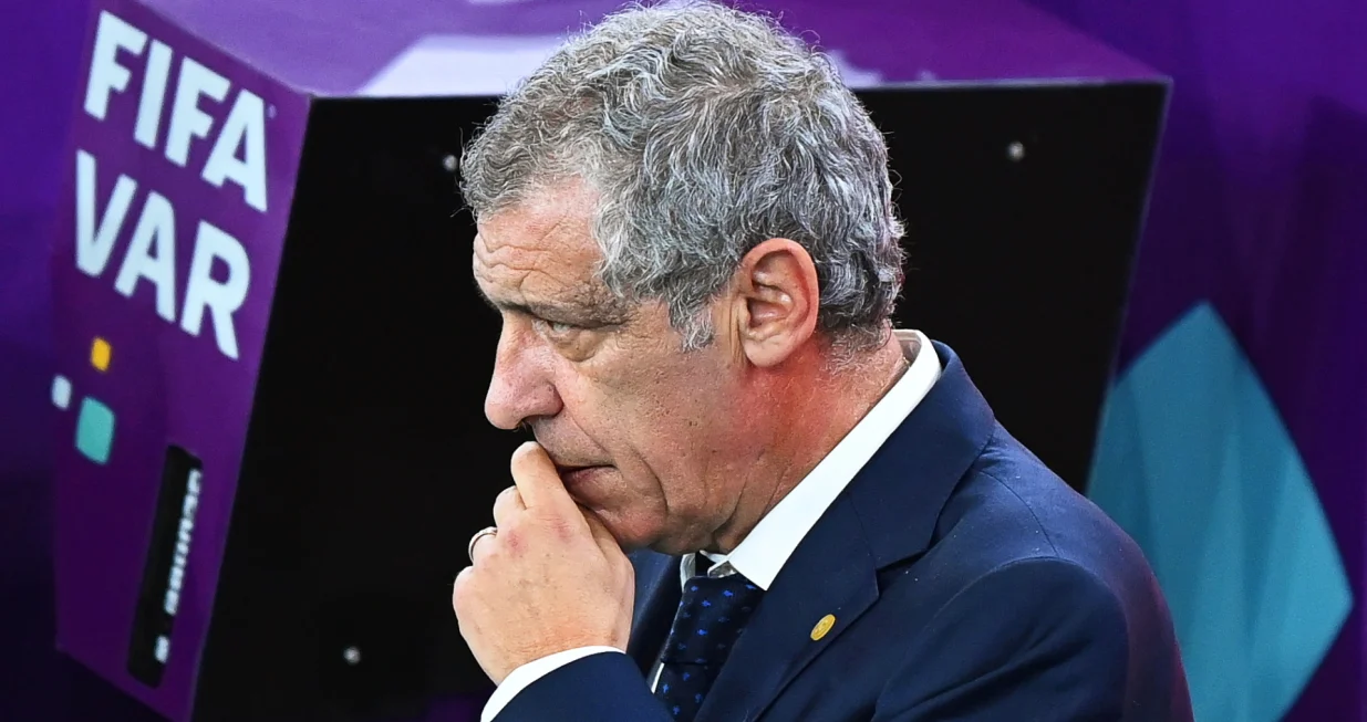epa10359147 Portugal's head coach Fernando Santos reacts prior to the FIFA World Cup 2022 quarter final soccer match between Morocco and Portugal at Al Thumama Stadium in Doha, Qatar, 10 December 2022. EPA/Georgi Licovski