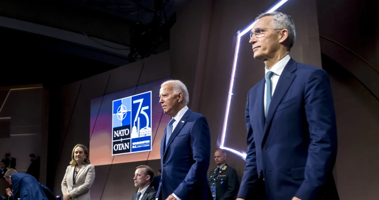 Left to right: US President Joe Biden with NATO Secretary General Jens Stoltenberg/