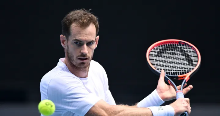 epa10391390 Andy Murray of the United Kingdom in action during an Australian Open practice session at Melbourne Park in Melbourne, Australia, 06 January 2023. EPA/MORGAN HANCOCK AUSTRALIA AND NEW ZEALAND OUT
