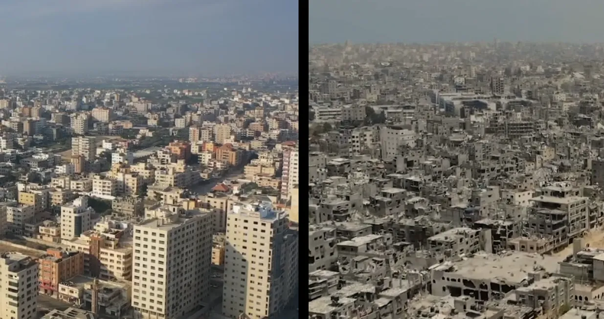 Gaza - prije i poslije izraelskih napada koji su otpočeli 7. oktobra 2023. godine i traju već 300 dana/Screenshot/anadolija