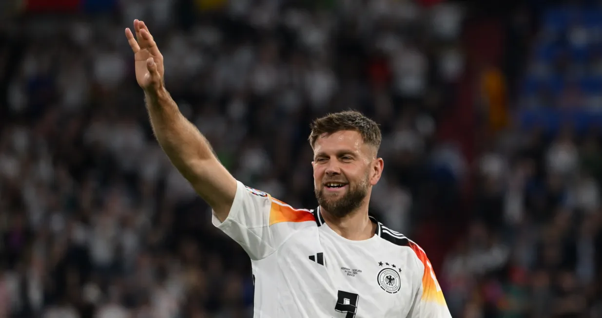 Minhen, Njemačka - 14. jun 2024: Niclas Fullkrug (9) iz Njemačke slavi nakon što je postigao gol na utakmici otvaranja Evropskog nogometnog prvenstva 2024. (EURO 2024.) Grupe A između Njemačke i Škotske na Allianz Areni u Minhenu. (Gökhan Balcı - Anadolu Agency)