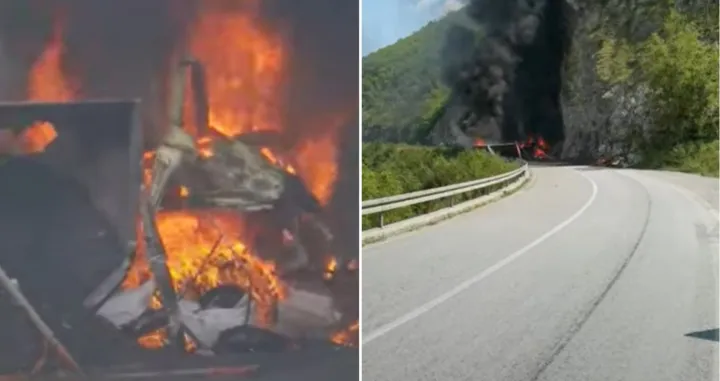 Vatra je progutala kamion/Screenshot/Almir Sarenkapa