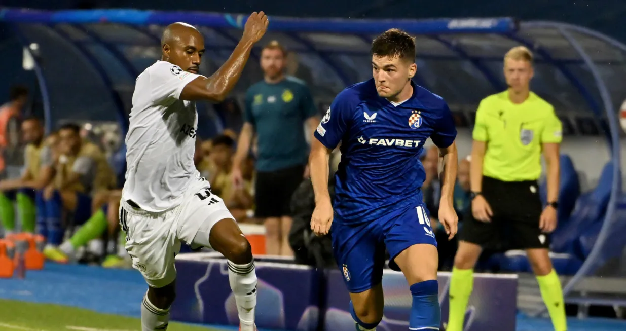 Zagreb, Croatioa, 20th August 2024: Martin Baturina of Dinamo Zagreb (R) in action against Julio Romao of Qarabag (L) during the UEFA Champions League Play-offs 1st leg qualifying round football match between Dinamo Zagreb (Croatia) and Qarabag (Azerbaijan) at Stadium Maksimir, Zagreb, Croatia. (Igor Kupljenik/SPP) (Photo by Igor Kupljenik/SPP/Sipa USA) Photo: Sports Press Photo/SIPA USA