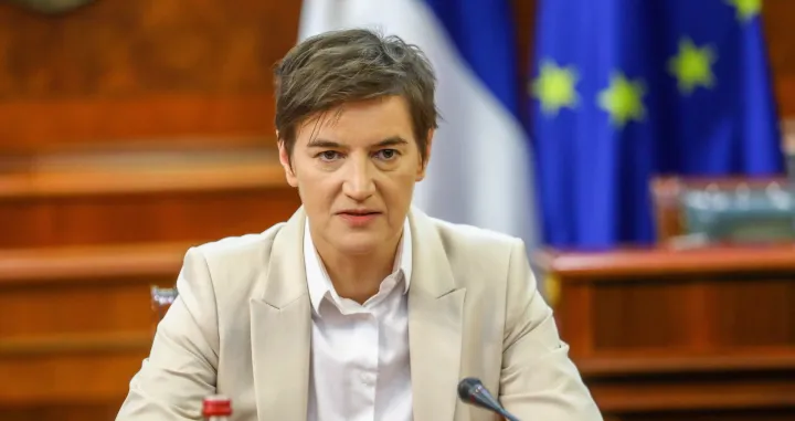 epa10066818 Serbian Prime Minister Ana Brnabic at the meeting with Polish Minister of Foreign Affairs and OSCE Chairman Zbigniew Rau in Belgrade, Serbia, 12 July 2022. Polish Minister of Foreign Affairs Zbigniew Rau, acting as the OSCE chairman, visits the countries of the Western Balkans - Serbia, Bosnia and Herzegovina, Kosovo - and will take part in a conference in The Hague on justice against perpetrators of crimes committed during the Russian aggression against Ukraine. EPA/Rafal Guz Poland Out/Rafal Guz