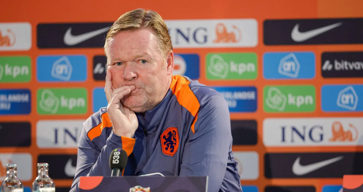 2024-09-06 press conference, PK, Pressekonferenz of the Netherlands Football Team ZEIST, NETHERLANDS - SEPTEMBER 6: Head Coach Ronald Koeman of the Netherlands looks on during the Press Conference of the Netherlands Football Team ahead of the Uefa Nations League match between Netherlands and Bosnia & Herzegovina at KNVB Campus on September 6, 2024 in Zeist, Netherlands. Photo by Broer van den Boom/BSR Agency Zeist Netherlands Content not available for redistribution in The Netherlands directly or indirectly through any third parties. Copyright: xBSRxAgencyx Photo: IMAGO/Broer van den Boom/IMAGOSPORT