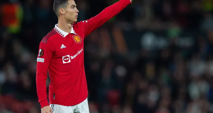 epa10321058 (FILE) - Manchester United's Cristiano Ronaldo reacts during the UEFA Europa League group E soccer match between Manchester United and Sheriff Tiraspol, in Manchester, Britain, 27 October 2022 (re-issued 22 November 2022). Cristiano Ronaldo and Manchester United reached an agreement to mutually terminate the player's contract the club announced 22 November 2022. EPA/PETER POWELL