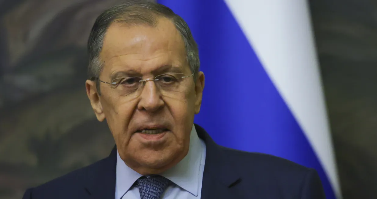 epa10377150 Russian Foreign Minister Sergei Lavrov attends a press conference with Azerbaijan' Foreign Minister Jeyhun Bayramov during their meeting in Moscow, Russia, 23 December 2022. EPA/EVGENIA NOVOZHENINA/POOL/Evgenia Novozhenina/Pool