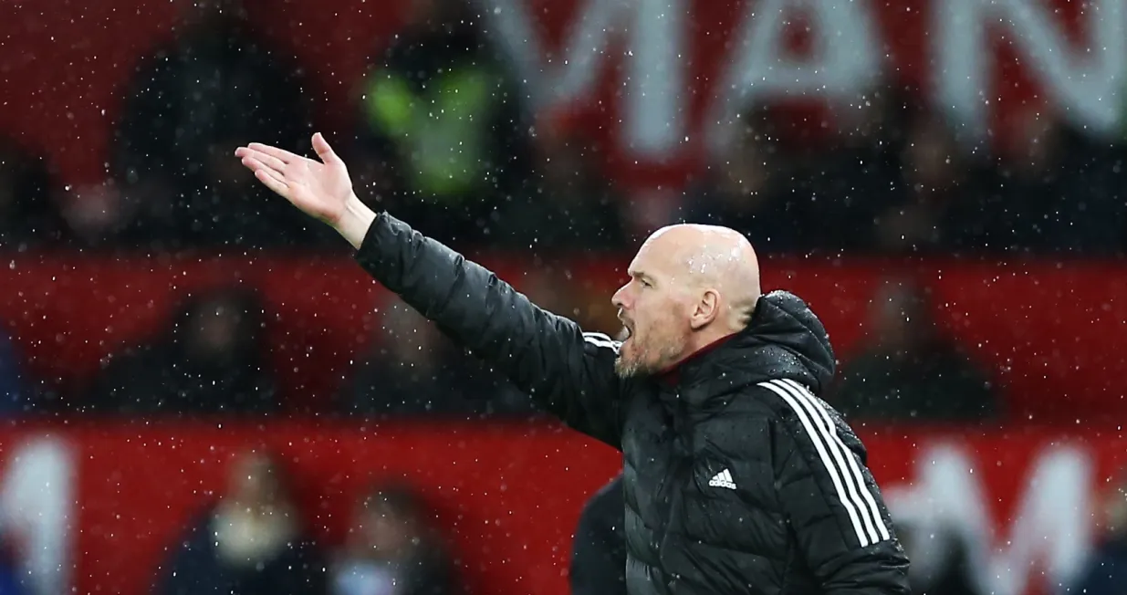 epa10387776 Manchester United Manager Erik ten Hag during the English Premier League soccer match between Manchester United and AFC Bournemouth, in Manchester, Britain, 03 January 2023. EPA/ADAM VAUGHAN EDITORIAL USE ONLY. No use with unauthorized audio, video, data, fixture lists, club/league logos or 'live' services. Online in-match use limited to 120 images, no video emulation. No use in betting, games or single club/league/player publications.