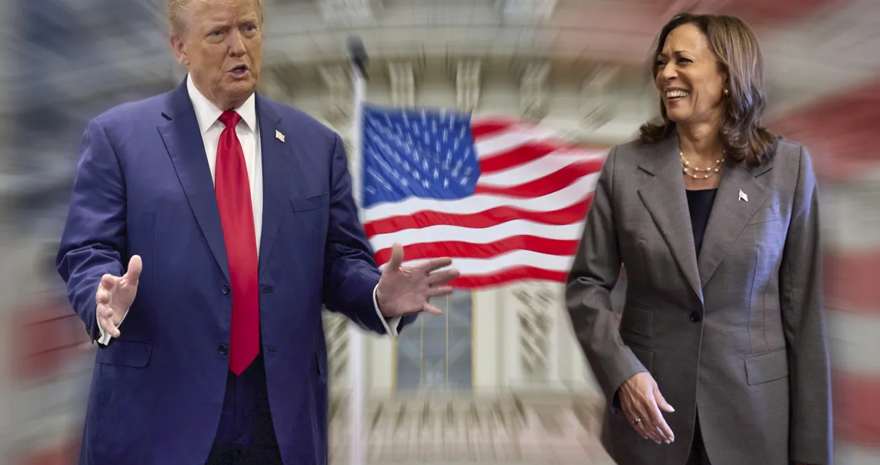 PHOTO MONTAGE: Theme picture US elections 2024. Donald TRUMP (Republican) and Kamala HARRIS (Democrats) are the presidential candidates in the US elections on November 5, 2024, Photo: The Presidential Office of Ukraine via Photo: Presidential Office of Ukraine/DPA/Presidential Office Of Ukraine/d