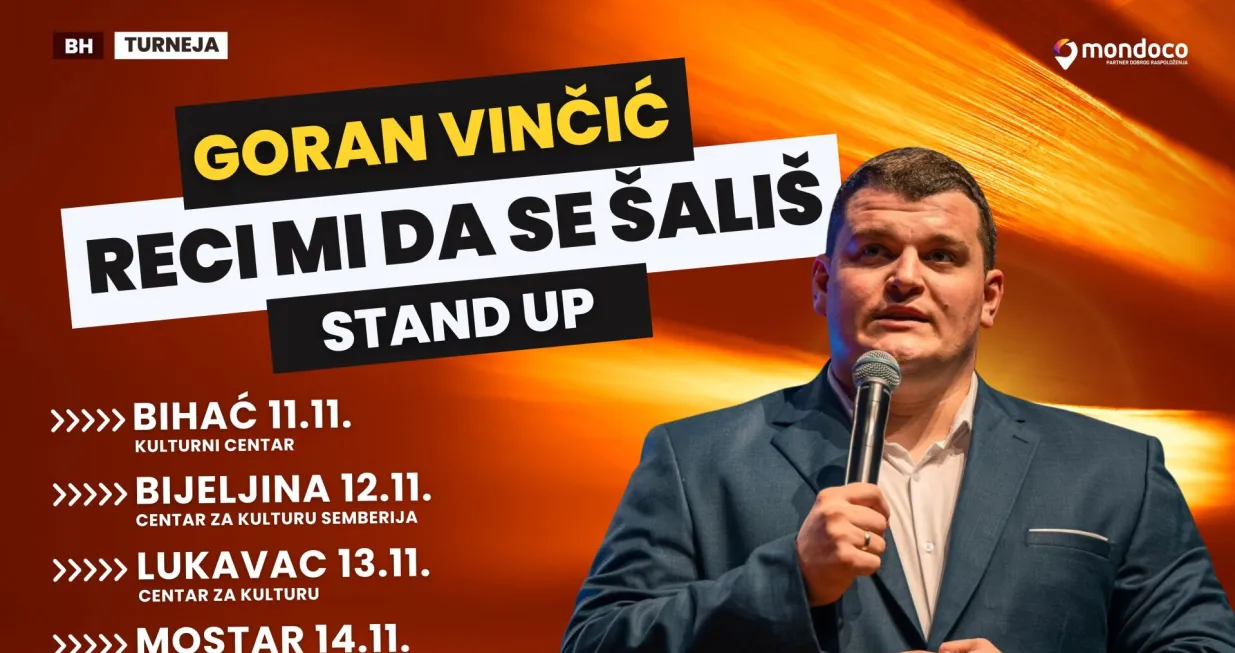 Stand-up komičar Goran Vinčić na bh. turneji: "Reci mi da se šališ"/