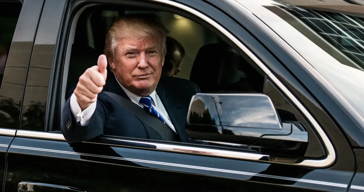 donald trump, vožnja, vozač, automobil/