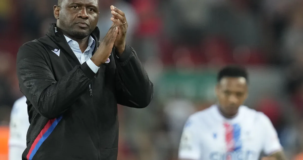 epa10123341 Crystal Palace's manager Patrick Vieira reacts after the English Premier League soccer match between Liverpool FC and Crystal Palace in Liverpool, Britain, 15 August 2022. EPA/ANDREW YATES EDITORIAL USE ONLY. No use with unauthorized audio, video, data, fixture lists, club/league logos or 'live' services. Online in-match use limited to 120 images, no video emulation. No use in betting, games or single club/league/player publications