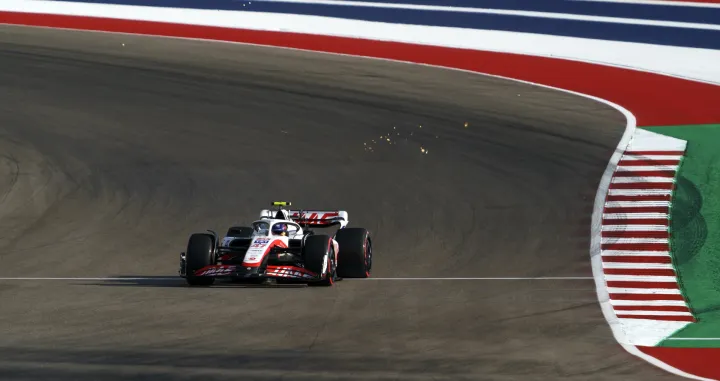 epa10261050 German Formula One driver Mick Schumacher of Haas F1 Team participates in qualifying for the Formula One Grand Prix of the US at the Circuit of The Americas in Austin, Texas, USA, 22, October 2022. EPA/GREG NASH