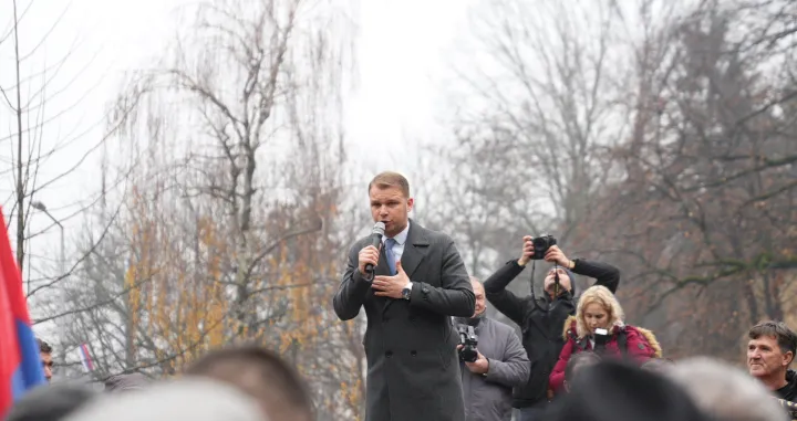Draško Stanivuković i Ljubiša Petrović, protest zbog raspodjele novca za gradove u RS/Dejan Rakita