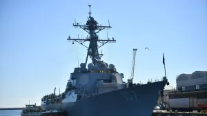 epa09997456 American guided-missile destroyer USS Gravely moored at the French Quay in Gdynia, Poland, 05 June 2022. According to a spokesperson for the Third Ship Flotilla, a tactical unit of the Polish Navy, the ship is visiting to resupply and also demonstration of NATO strength. The US ambassador to Poland, Mark Brzezinski, will visit the ship's crew next week. EPA/Adam Warzawa POLAND OUT/Adam Warzawa
