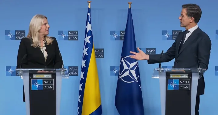 Željka Cvijanović i Mark Rutte, NATO/Prtsc