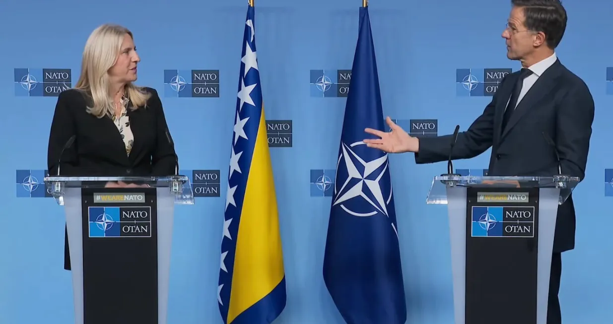 Željka Cvijanović i Mark Rutte, NATO/Prtsc